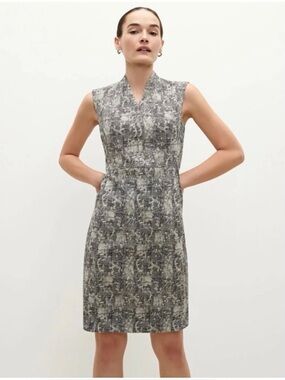 MM Lafleur Women’s Sz 0 Black White Aditi Shift Dress Sleeveless Pockets